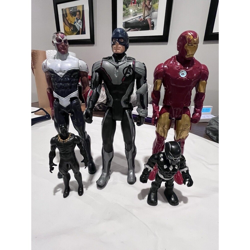 Marvel Avengers Mixed Lot 5 Action Figures Iron Man Vision Black Panther Unboxed